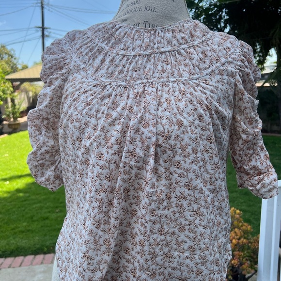 Veronica Beard Pink Ruffled Puff Sleeve Blouse - Picture 2 of 11